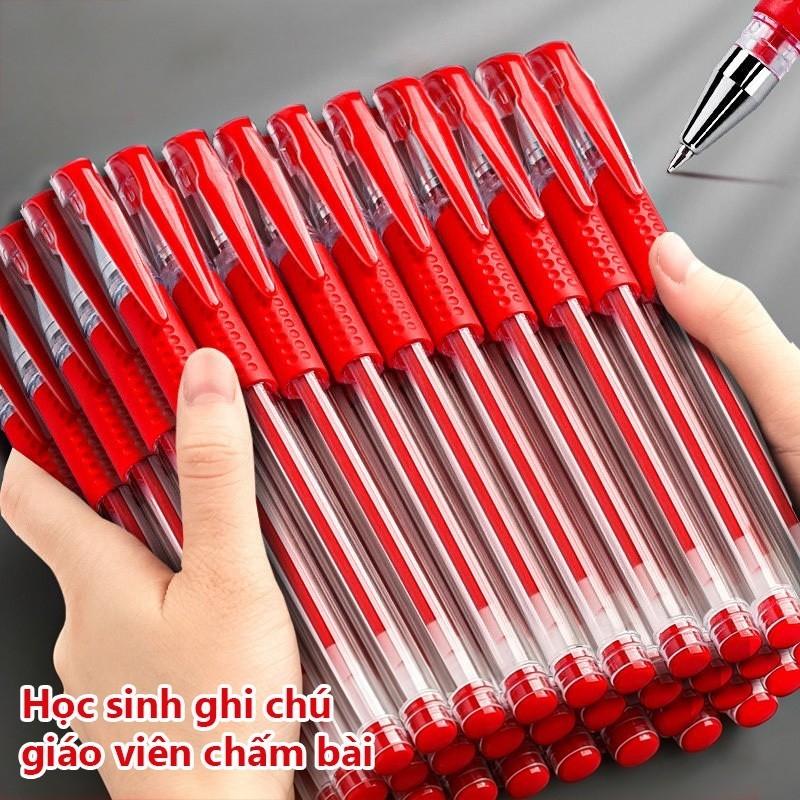 Bút Bi Nước Học Sinh Văn Phòng Viết Mượt Không Lem Combo 20 Bút Ngòi 0.5mm Mực Đen/Xanh/Đỏ