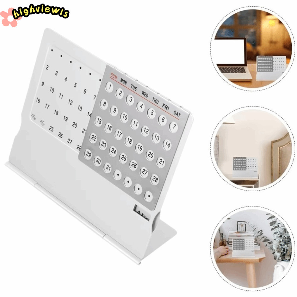 Lịch để bàn HIGHVIEWLS, Lịch vạn niên có thể điều chỉnh bằng hợp kim nhôm, Sử dụng lặp đi lặp lại sáng tạo Thiết lập thủ công Mini đứng hàng tháng Lịch để bàn tại nhà