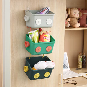 Giỏ Treo Đầu Giường Giỏ Chứa Đồ Không Đục Lỗ Ký Túc Xá Nhựa Đầu Giường Lưu Trữ Giỏ Có Thể Gập Lại TSUF