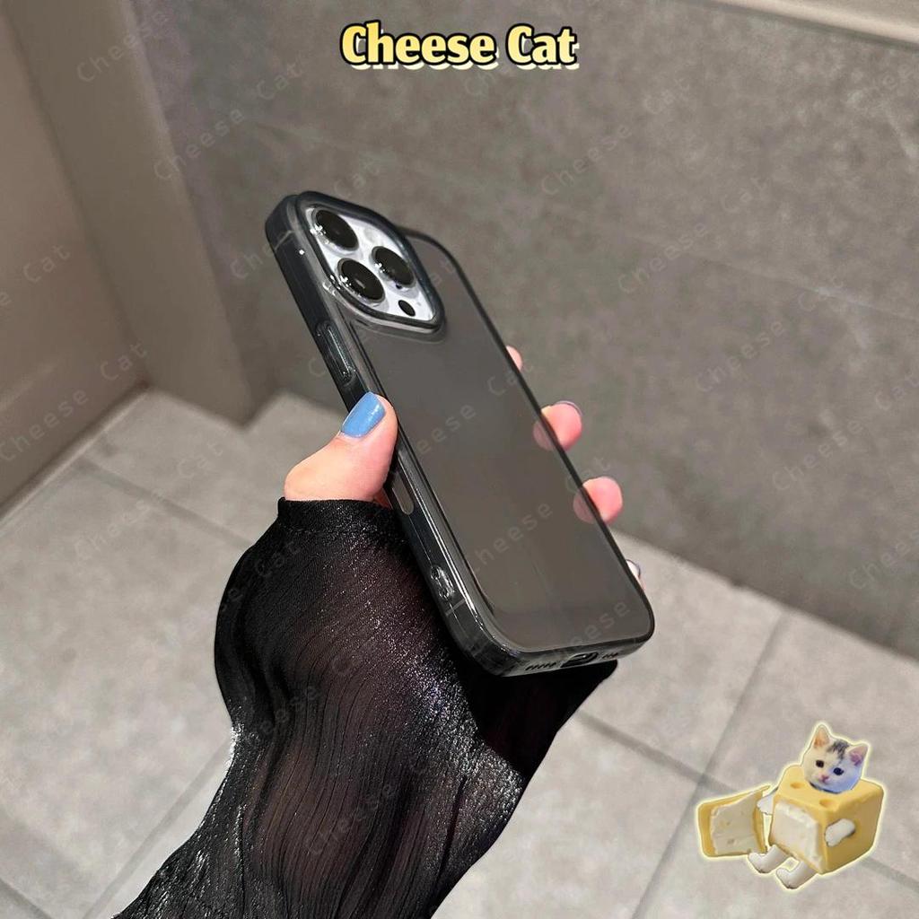 Ốp điện thoại trong suốt màu đen cho iPhone 13 14 15 12 11 16 17 Pro Max Xs Max XR 7 8 Plus