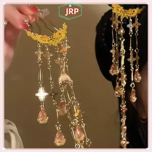 JRP Trung Quốc Hanfu Phụ Kiện Tóc Cho Nữ Hoa sel Tóc Nĩa Truyền Thống Kẹp Tóc Vintage Mũ Đội Đầu JRP
