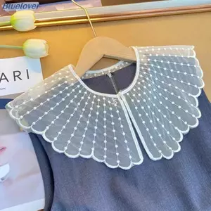 Bluelover Phong Cách Hàn Quốc Rỗng Ra Ren Cổ Giả Màu Trơn Trang Trí Ne Đeo Vai Nữ Mùa Hè Mỏng Thường Ngày Khăn Choàng Mới