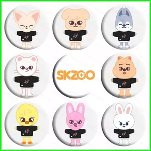 PS1 skzoo Stray Kids Huy hiệu hoạt hình trâm cài tròn thiếc SP1