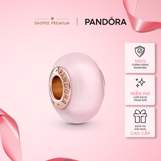 Charm Pandora Mạ Vàng Hồng 14K Murano Hồng Mờ