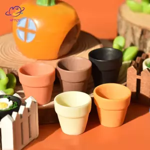 HFTOY 10 Chiếc Chậu Nhựa Hoa Thu Nhỏ Chậu Đất Sét Trồng Đất nung Phụ Kiện Nhà Búp Bê Vườn Cổ Tích Chậu Hoa Mini Chậu Trồng ~