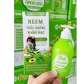 Dung dịch vệ sinh trầu không ,nano bạc NEEM cho bé gái  từ 1 tuổi sử dụng .chai 200ml