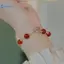 Kudosation Hoa Hồng Vàng Mã Não Đỏ Tự Nhiên Hạt Tròn Có Thể Điều Chỉnh Vòng Tay Nữ Đồ Trang Trí Phong Cách Nhẹ Nhàng Trang Sức Mỹ Quà Tặng Đẹp
