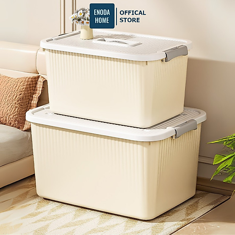 Thùng Nhựa Đựng Đồ ENODA HOME Kích Thước Đa Dạng, Hộp Có Nắp Khóa Cài Chắc Chắn Lưu Trữ Đa Năng Q110