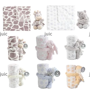 JUIC 2 Cái / bộ Chăn Sang Trọng Cho Bé, Chăn Ngủ Cho Bé Sơ Sinh 75 * 100cm Flannel, Quà Tặng Cho Bé Thú Nhồi Bông Thiết Kế Thỏ Chăn Ngủ Cho Bé