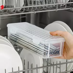 Máy rửa chén Hộp làm sạch Bộ đồ ăn Chopsti Lồng Nhựa Chopstis Thìa Thoát nước Bảo quản Ra Giỏ đựng đồ ăn VN
