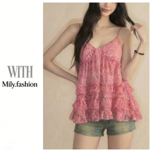 Milyfashion Chấm Bi In Xù Sling Mùa Hè Hot Girl Slim-fit Không Tay Ngắn Top Phong Cách Mới Y2K FOS