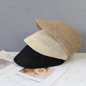 Mũ nồi lưới PYCOU, Mũ lưỡi trai móc mỏng rỗng, Thiết kế trơn rắn có thể điều chỉnh cổ điển Mũ phẳng Ivy mỏ vịt thoáng khí dành cho nam và nữ