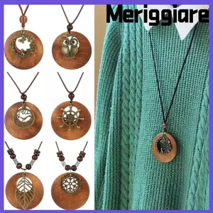 MERIGGIARE Áo Len Dây Chuyền Retro Cổ Phụ Kiện Vintage Da Dây Nữ Trang Sức Áo Len Vòng Cổ