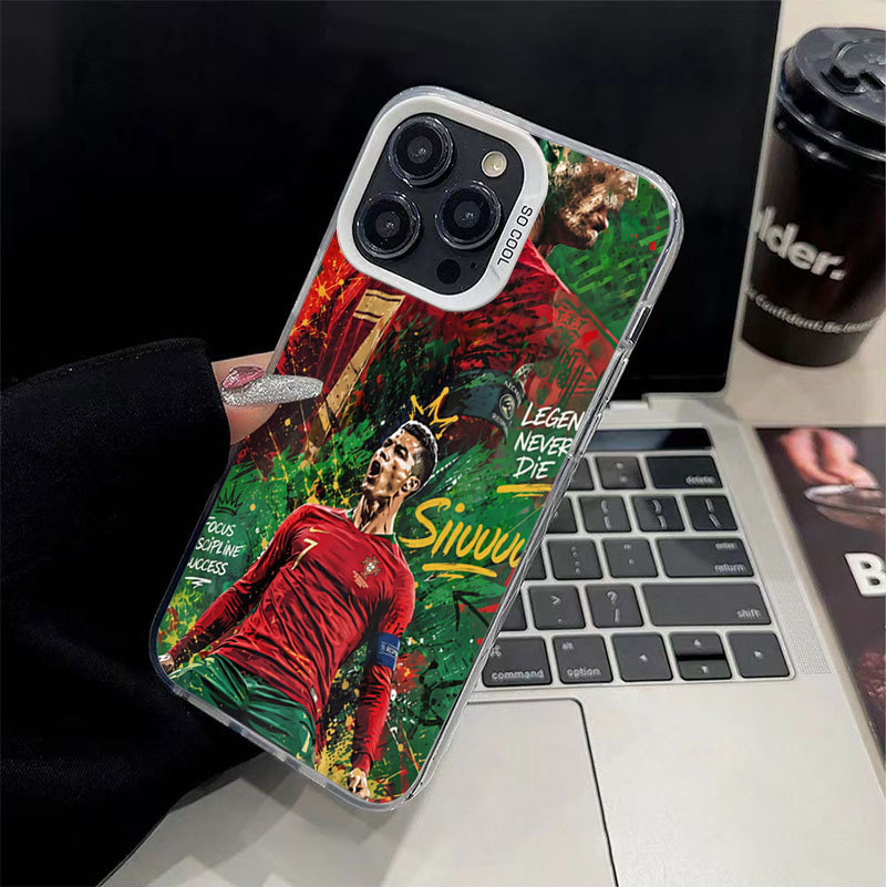 Ốp lưng iPhone Ronaldo No. 7 phủ kim loại hoa văn IMD iP 17 16 15 14 13 12 11 Pro Max Plus X Max 7 8 Plus Air