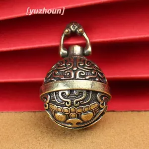 Móc khóa bằng đồng thau cổ điển Đồng nguyên chất Chuông đeo chìa khóa xe hơi Mặt dây chuyền nhỏ cho nam và nữ
