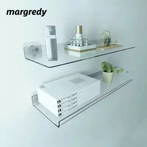 Kệ treo tường MARGREDY, Tiết kiệm không gian Giá Acrylic không đục lỗ, Phong cách hiện đại có nhãn dán Kệ lưu trữ hình chữ U Nhà