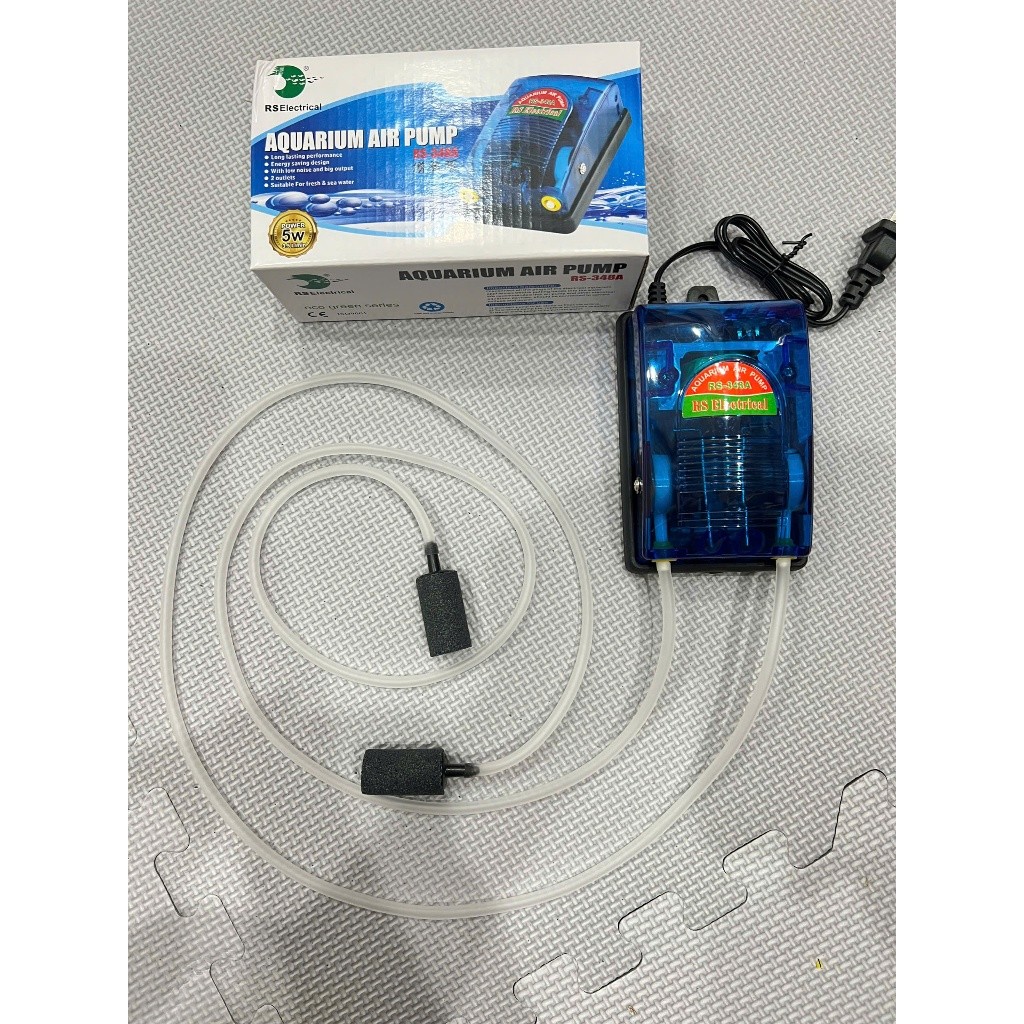 Máy Sủi Khí Oxy 2 Vòi RS 348A tặng kèm 2 bộ dây quả sủi (Máy sục khí oxy dành cho bể cá cảnh)
