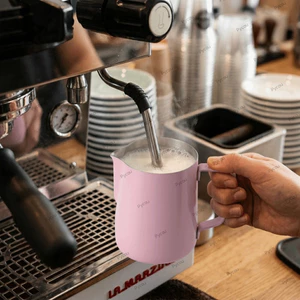 Bình tạo bọt sữa PYCOU, Thép không gỉ tích hợp tay cầm điểm SpoutCup, Tường bên trong được đánh bóng dày Di động Hình nón Đổ vòi hấp sữa Bình pha cà phê