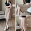 Váy chữ A màu xanh hải quân chắc chắn dành cho nữ Váy Midi công sở thông thường dành cho nữ