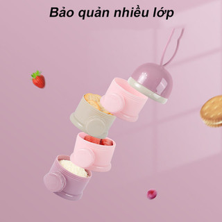 【BabyJoy】Hộp Chia Sữa,Khay Chia Sữa Hộp Đựng Sữa,4 Ngăn Độc Lập,Có Quai Xách Và Nắp Cho Từng Tầng Dễ