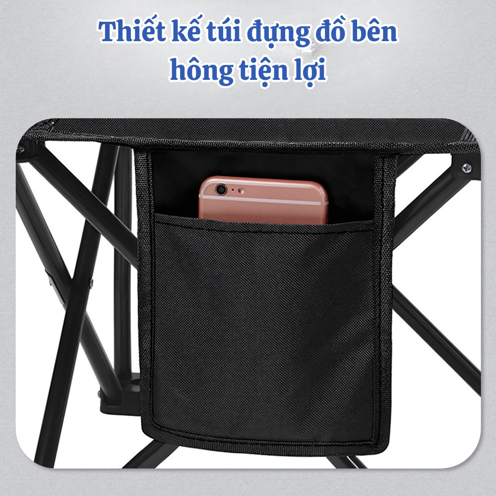 Ghế gấp gọn dã ngoại Dinohome, ghế câu cá, ghế picnic du lịch vải Oxford 2 lớp, khung thép chịu lực