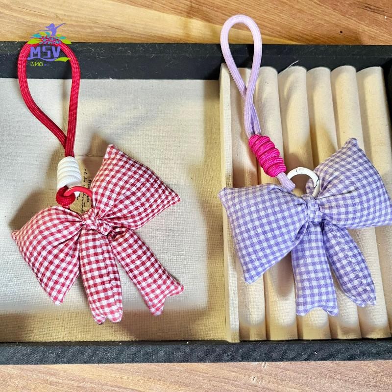 Mặt dây chuyền túi móc khóa nơ màu kẹo - Móc khóa Cotton mềm cho phụ kiện ba lô
