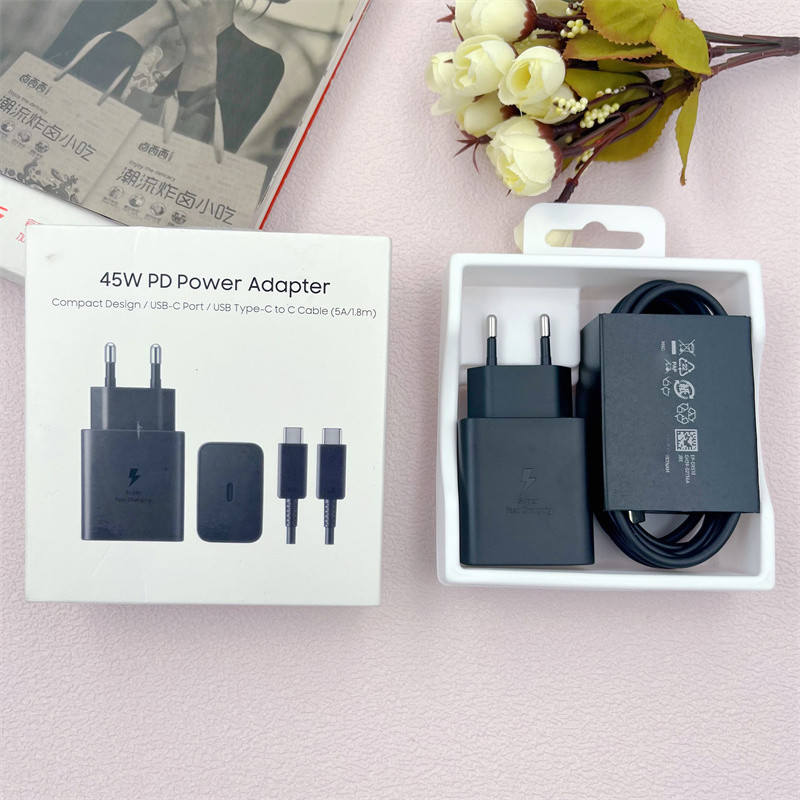 Dành Cho Chính Hãng Samsung S24 S25 Ultra Sạc 45W Sạc Nhanh Cho Galaxy S23 S22 Note20 Ultra Z Flip Fold 7 6 5 4 + 1.8M 5A Cáp