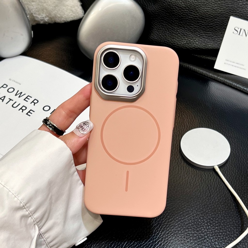 Thích hợp cho iPhone 16 Pro Max PC Skin Feel 15 Vỏ điện thoại ống kính 14 lưỡi từ tính