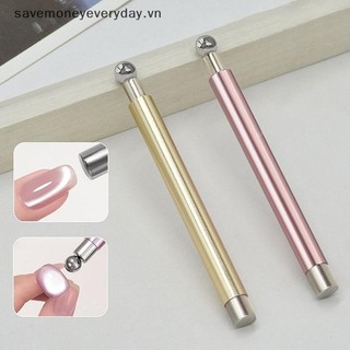 [savemoneyeveryday] Móng tay nghệ thuật từ tính Tay cầm bằng nhôm hình trụ Gel UV Dụng cụ nam châm Dụng cụ thiết kế móng tay hai đầu [vn]