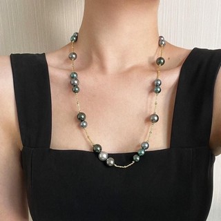 [ DAISYN ] N1029 vòng cổ ngọc trai xanh lá xám sang trọng 60cm khoá OT, dây chuyền ngọc trai nhân tạo , chuỗi hạt ngọc