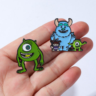 2 Cái / bộ Hoạt Hình Quái Vật Học Viện Huy Hiệu Kim Loại Sulley Mike‌ Pin phụ kiện cài áo nhỏ giọt dầu hợp kim