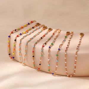 Vòng tay đính cườm đầy màu sắc dành cho nữ, Trang sức dây chuyền Boho mạ vàng để mặc mùa hè và bãi biển
