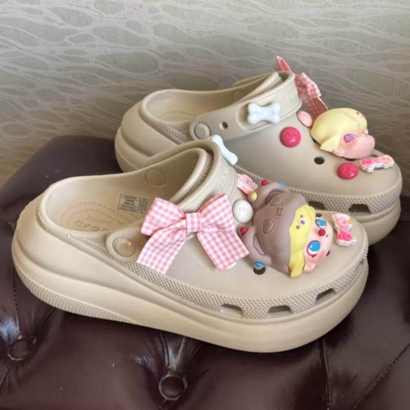 POP MART Phụ kiện giày lỗ nơ dễ thương, hoa phù hợp Crocs, tháo rời, dùng cho Busch