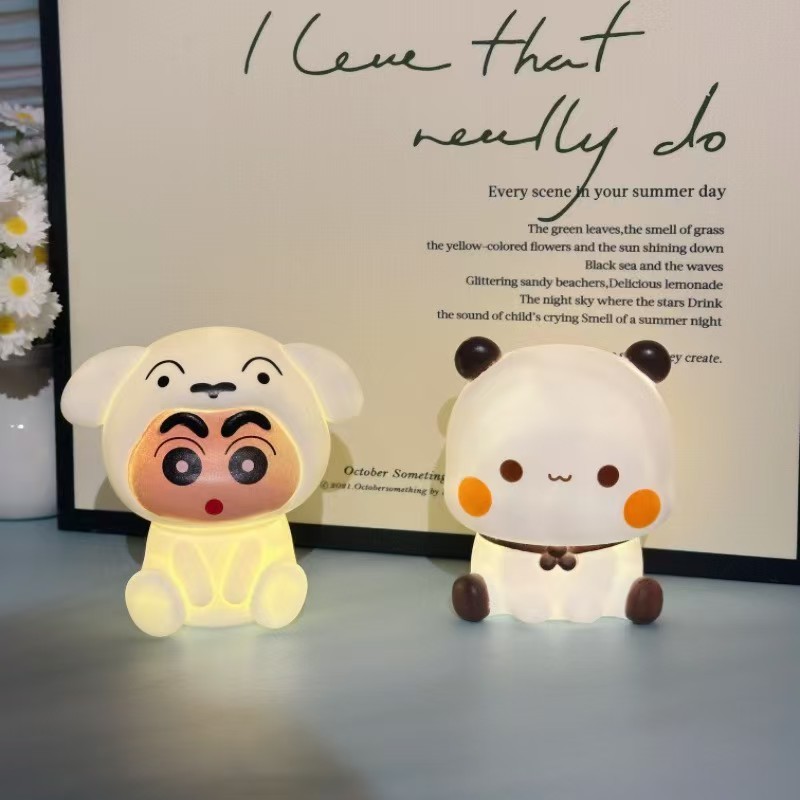 Crayon Shin-Chan Panda Yier Bubu Đèn Ngủ Phát Sáng Đồ Chơi Dễ Thương Đèn Ngủ Sinh Nhật Trẻ Em Quà Tặng Giáng Sinh