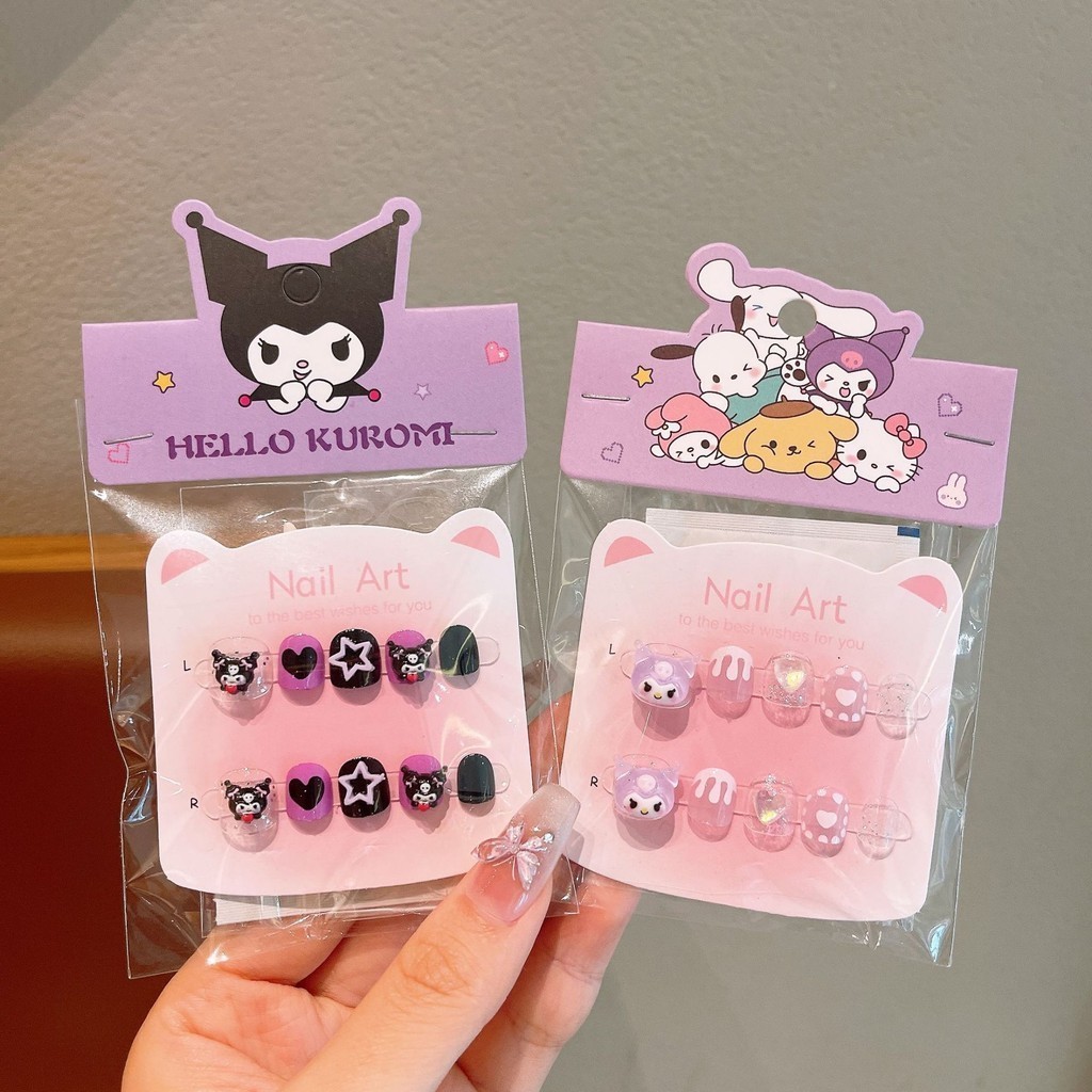 Hộp 10 móng tay giả 3D Kurumi – miếng dán móng cho bé gái, phụ kiện làm đẹp dễ thương 🎀 FREESHIP 🎀