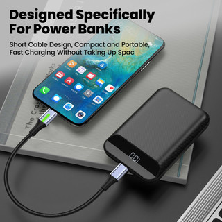Cáp dữ liệu Elough 0,25M / 0,5M Cáp điện thoại di động USB A đến Type C PD60W Cáp ngắn dữ liệu sạc nhanh cho Power Bank