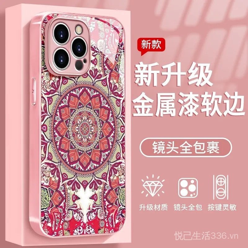Totem màu hồng Thích hợp cho 16 Ốp điện thoại iPhone15Plus Kính chống sốc 14Promax 13mini Niche XR