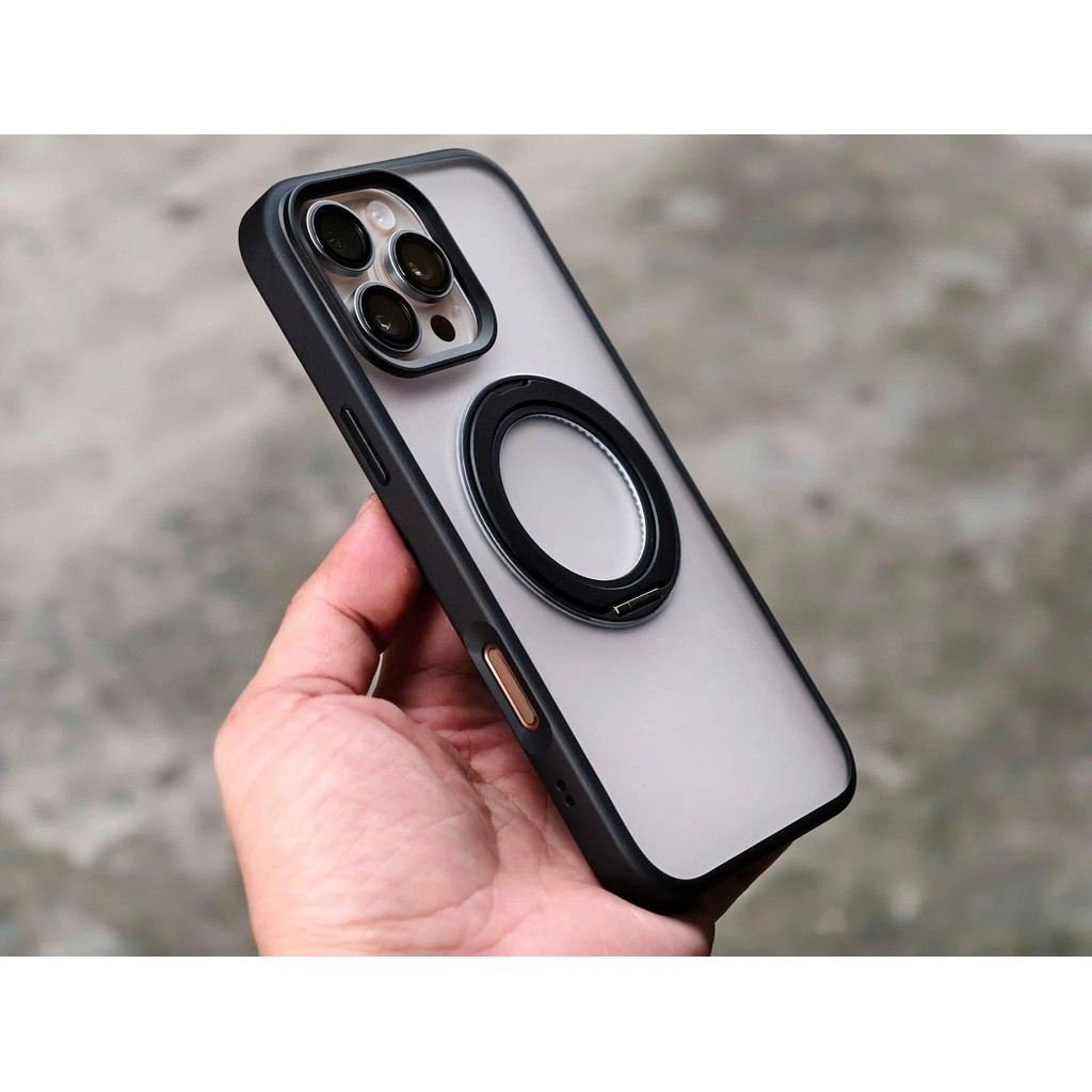 [ iP 17] Ốp Lưng Likgus Ring Nhám Chống Bám Bẩn Kiêm Gía Đỡ Hỗ Trợ Sạc Từ Tính Chính Hãng cho iP 17 Series