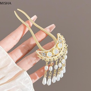 Misa Phong Cách Trung Hoa Ngọc Trai sel Kẹp Tóc Phong Cách Cổ Đại Swaying Kẹp Tóc Nữ Ánh Sáng Sang Trọng Hình Chữ U Mặt Ngựa Váy Kẹp Tóc