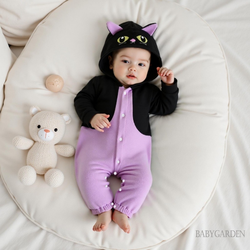 Bé Gái / Bé Trai Áo liền quần Tay Dài Có Mũ Trùm Đầu Mèo Trang Phục Hóa Trang Halloween Quần Áo