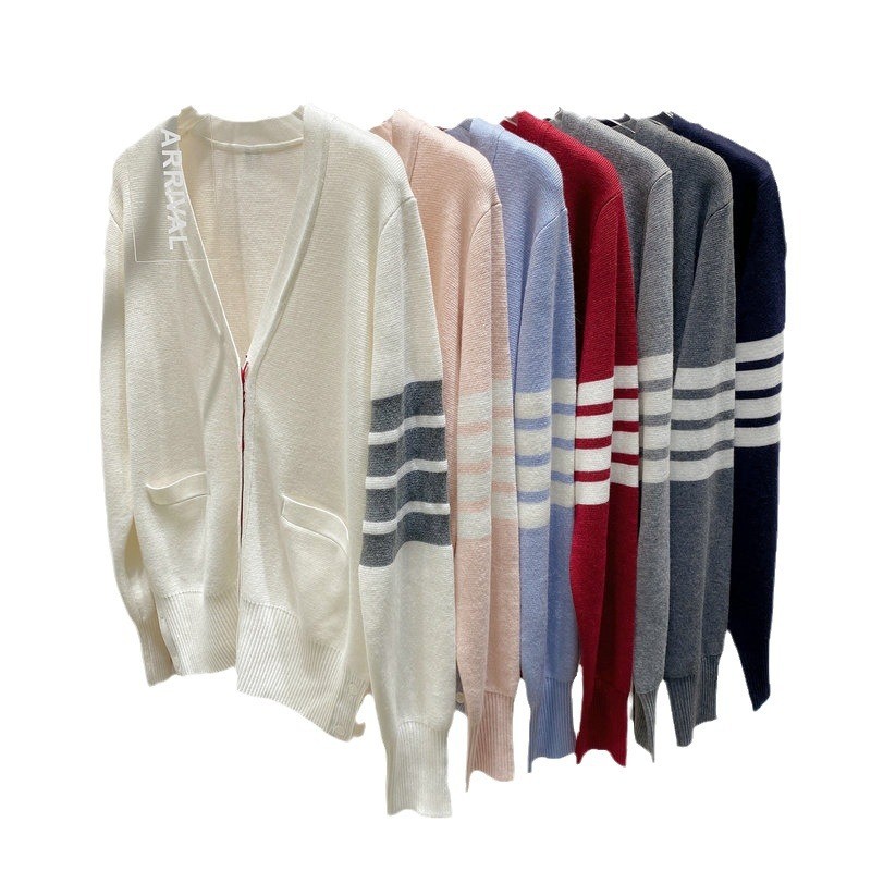 thombrowne 1295Five-button Solid Color Cardigan Sweater Knit V Long-sleeve Jacket with Collar Same Style