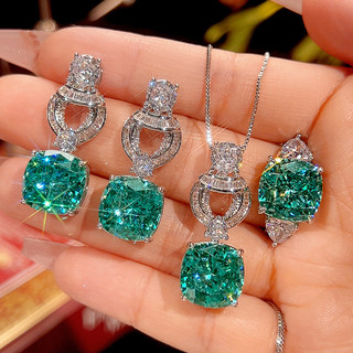 Trang sức nữ phong cách mới, đáy đồng mạ vàng mô phỏng tổ chim với đá xanh chính 12x12