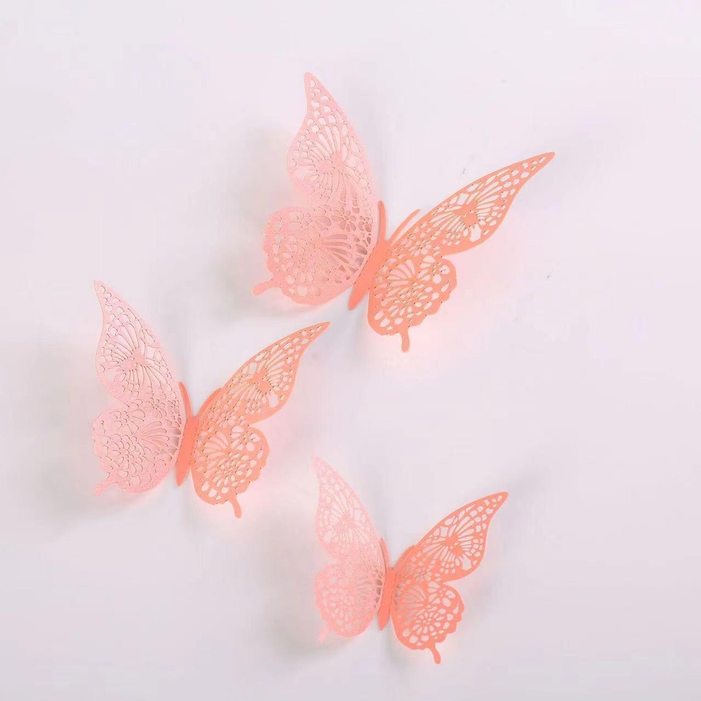 Màu 3D Rỗng Bướm Trang Trí Miếng Dán Chống Bẩn Bướm Dán Tường Gia Đình Phòng Khách Đảng Trang Trí Miếng Dán
