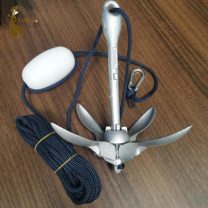 3.5lb Thuyền Neo Gấp Grapnel Neo Bộ Chống Rỉ Mạ Kẽm Với 12 Mét Dây Cho Câu Cá Kayak Phụ Kiện
