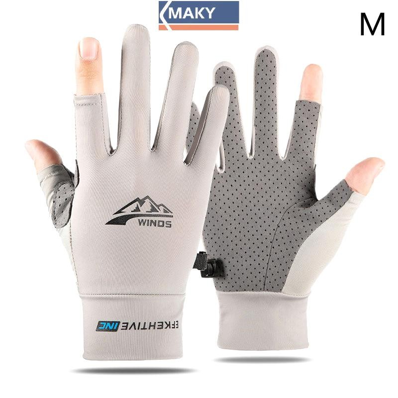 Onetimingcool Găng Tay Mùa Hè Nữ Mỏng Ice Silk Chống Tia Cực Tím Sương Ngón Tay Màn Hình Cảm Ứng Lái Xe Chống Trơn Trượt Găng Tay Thoáng Khí VN
