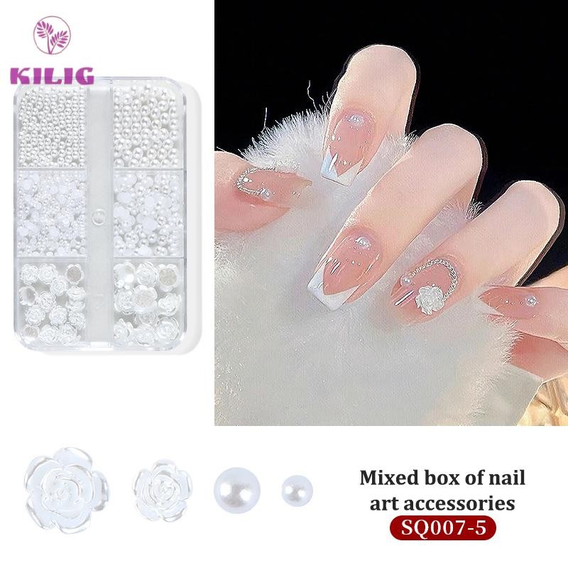Cửa Hàng Tốt Nhất 1 Hộp DIY Móng Tay Nghệ Thuật Trang Trí 3D Ngọc Trai Kim Cương Giả Hoa Hồng Pha Lê Móng Tay Khoan Cho Làm Móng Tay Thiết Kế Phụ Kiện Mới