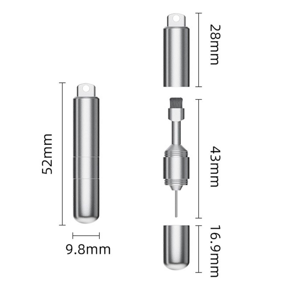 Dụng cụ tháo SIM 2 trong 1 - Bàn chải vệ sinh hợp kim nhôm cao cấp, móc khóa EDC đa chức năng bảo trì điện thoại