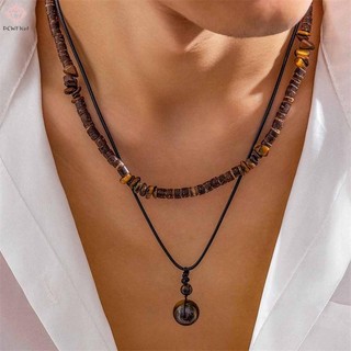 Đá tự nhiên hạt gỗ da sáp - Vòng cổ vintage dành cho nam