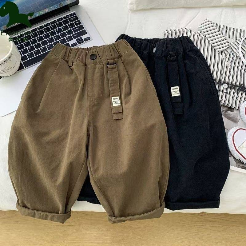 Esina Trẻ Em Nguyên Chất Quần Cotton Xuân Thu Bé Trai Quần Rời Thu Đông Phong Cách Mới Trẻ Em Bé Hàn Quốc Quần Thường Ngày