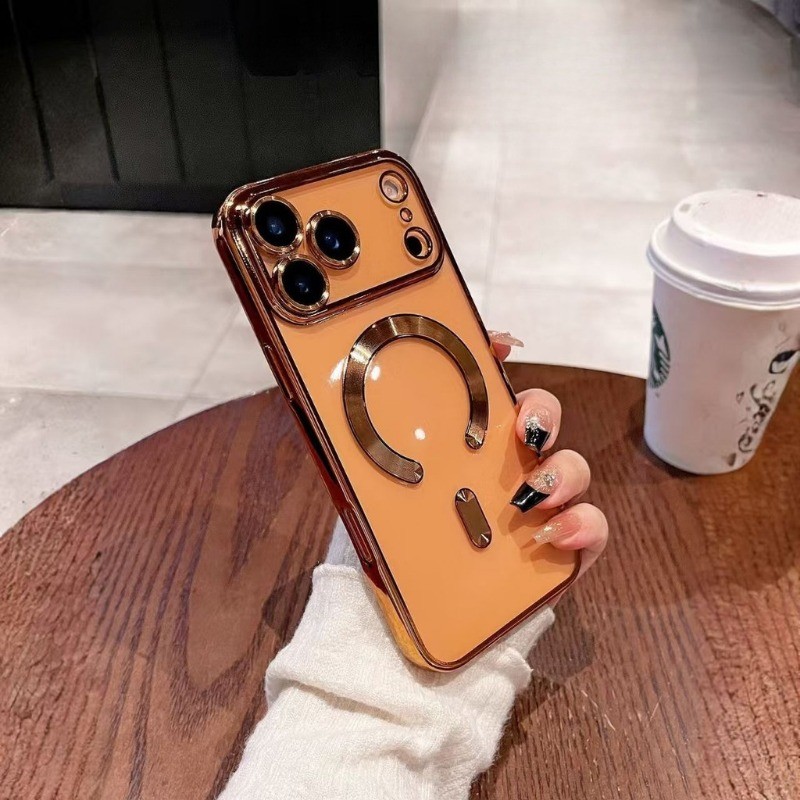 Ốp điện thoại từ tính mạ điện trong suốt sang trọng có màng ống kính Tương thích với iPhone 17 16 15 11 13 12 14 Pro Max Plus 17AIR Ốp lưng